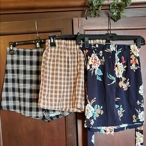 Stylish Women's Shorts Set - Black, Brown, and Blue Floral